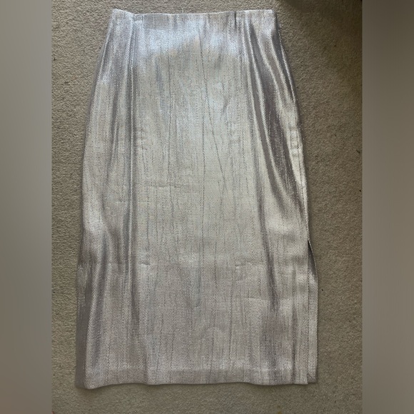 Club Monaco Skirt Soft Metallic Silver BNWT - Picture 2 of 11